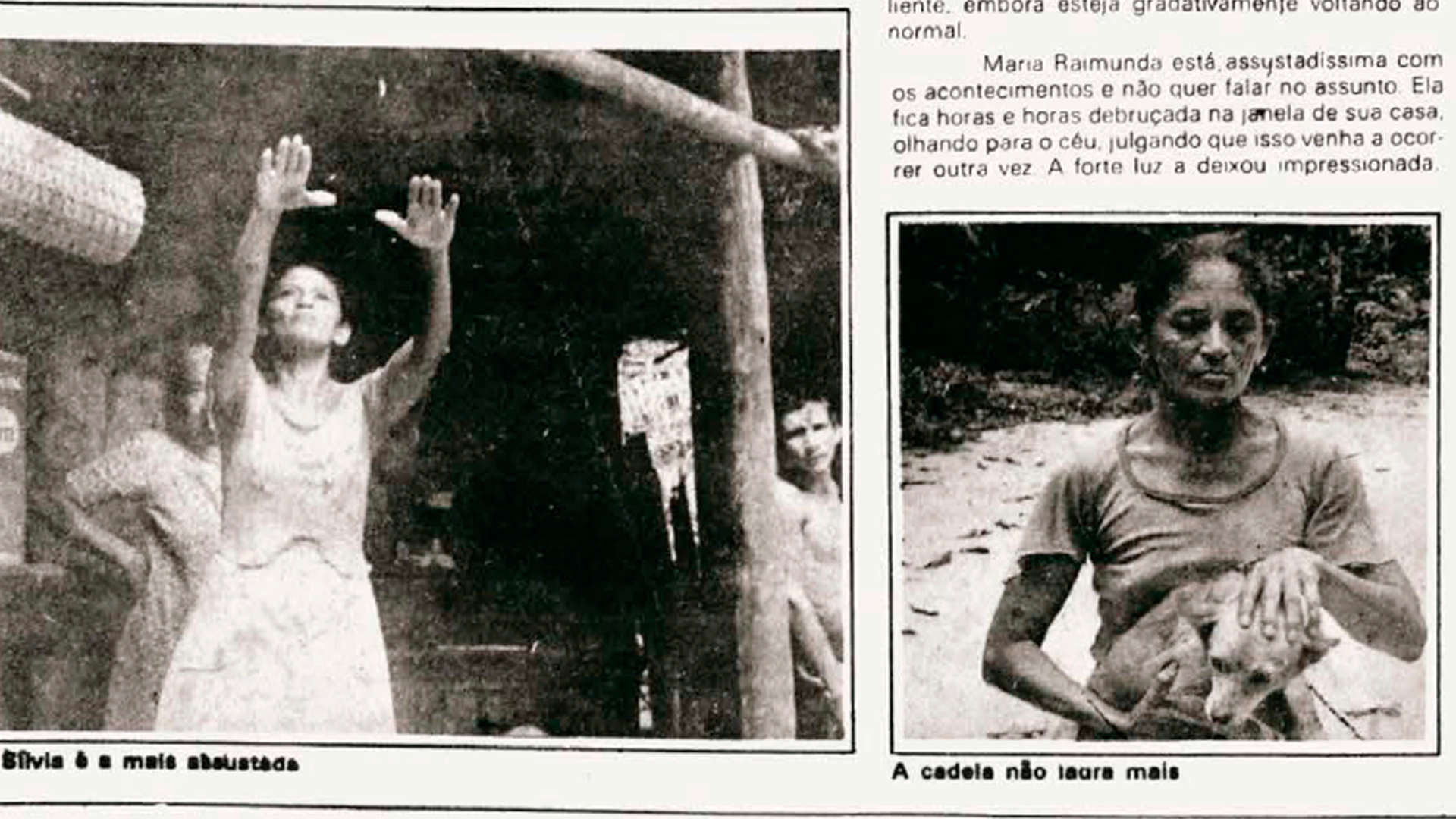 Página de jornal com fotografias de moradores ligados aos relatos do chupa-chupa.