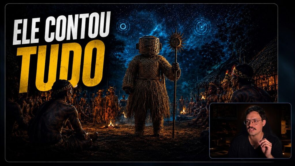 Imagem do vídeo Aurora sobre Bep Kororoti e astronautas antigos.